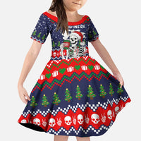 Dead Inside But Jolly Af Christmas Skeleton Family Matching Off The Shoulder Long Sleeve Dress and Hawaiian Shirt Xmas Holiday Patterns - Wonder Print Shop