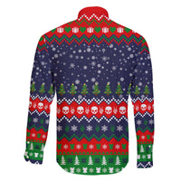 Dead Inside But Jolly Af Christmas Skeleton Family Matching Off The Shoulder Long Sleeve Dress and Hawaiian Shirt Xmas Holiday Patterns - Wonder Print Shop