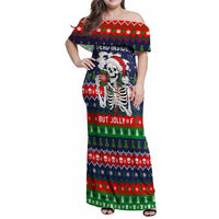 Dead Inside But Jolly Af Christmas Skeleton Family Matching Off Shoulder Maxi Dress and Hawaiian Shirt Xmas Holiday Patterns - Wonder Print Shop