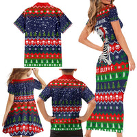 Dead Inside But Jolly Af Christmas Skeleton Family Matching Short Sleeve Bodycon Dress and Hawaiian Shirt Xmas Holiday Patterns - Wonder Print Shop