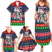 Dead Inside But Jolly Af Christmas Skeleton Family Matching Summer Maxi Dress and Hawaiian Shirt Xmas Holiday Patterns - Wonder Print Shop