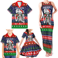 Dead Inside But Jolly Af Christmas Skeleton Family Matching Tank Maxi Dress and Hawaiian Shirt Xmas Holiday Patterns - Wonder Print Shop