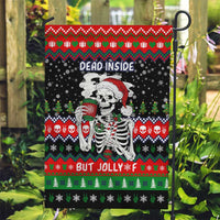 Dead Inside But Jolly Af Christmas Skeleton Garden Flag Xmas Holiday Patterns - Wonder Print Shop