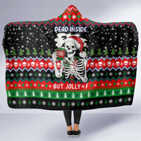 Dead Inside But Jolly Af Christmas Skeleton Hooded Blanket Xmas Holiday Patterns - Wonder Print Shop