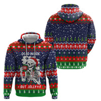 Dead Inside But Jolly Af Christmas Skeleton Hoodie Xmas Holiday Patterns - Wonder Print Shop