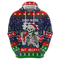 Dead Inside But Jolly Af Christmas Skeleton Hoodie Xmas Holiday Patterns - Wonder Print Shop
