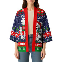 Dead Inside But Jolly Af Christmas Skeleton Kimono Xmas Holiday Patterns - Wonder Print Shop