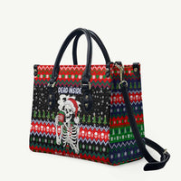 Dead Inside But Jolly Af Christmas Skeleton Leather Bag Xmas Holiday Patterns - Wonder Print Shop
