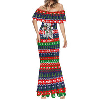 Dead Inside But Jolly Af Christmas Skeleton Mermaid Dress Xmas Holiday Patterns - Wonder Print Shop