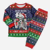 Dead Inside But Jolly Af Christmas Skeleton Christmas Pajama Set Xmas Holiday Patterns - Wonder Print Shop