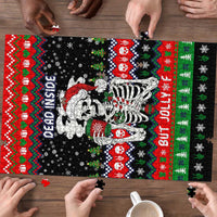 Dead Inside But Jolly Af Christmas Skeleton Puzzle Xmas Holiday Patterns - Wonder Print Shop