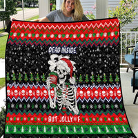 Dead Inside But Jolly Af Christmas Skeleton Quilt Xmas Holiday Patterns - Wonder Print Shop