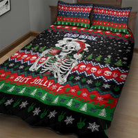 Dead Inside But Jolly Af Christmas Skeleton Quilt Bed Set Xmas Holiday Patterns - Wonder Print Shop