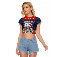 Dead Inside But Jolly Af Christmas Skeleton Raglan Cropped T Shirt Xmas Holiday Patterns - Wonder Print Shop