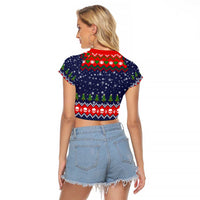 Dead Inside But Jolly Af Christmas Skeleton Raglan Cropped T Shirt Xmas Holiday Patterns - Wonder Print Shop