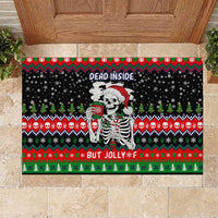 Dead Inside But Jolly Af Christmas Skeleton Rubber Doormat Xmas Holiday Patterns - Wonder Print Shop