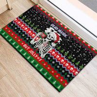 Dead Inside But Jolly Af Christmas Skeleton Rubber Doormat Xmas Holiday Patterns - Wonder Print Shop