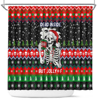 Dead Inside But Jolly Af Christmas Skeleton Shower Curtain Xmas Holiday Patterns - Wonder Print Shop