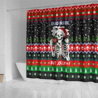 Dead Inside But Jolly Af Christmas Skeleton Shower Curtain Xmas Holiday Patterns - Wonder Print Shop