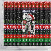 Dead Inside But Jolly Af Christmas Skeleton Shower Curtain Xmas Holiday Patterns - Wonder Print Shop