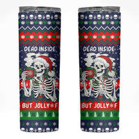 Dead Inside But Jolly Af Christmas Skeleton Skinny Tumbler Xmas Holiday Patterns - Wonder Print Shop