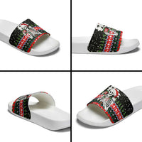 Dead Inside But Jolly Af Christmas Skeleton Slide Sandals Xmas Holiday Patterns - Wonder Print Shop