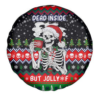 Dead Inside But Jolly Af Christmas Skeleton Spare Tire Cover Xmas Holiday Patterns - Wonder Print Shop