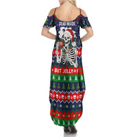 Dead Inside But Jolly Af Christmas Skeleton Summer Maxi Dress Xmas Holiday Patterns - Wonder Print Shop
