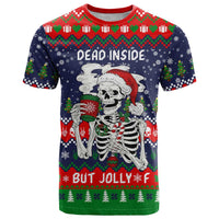 Dead Inside But Jolly Af Christmas Skeleton T Shirt Xmas Holiday Patterns - Wonder Print Shop
