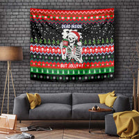 Dead Inside But Jolly Af Christmas Skeleton Tapestry Xmas Holiday Patterns - Wonder Print Shop
