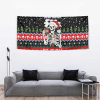 Dead Inside But Jolly Af Christmas Skeleton Tapestry Xmas Holiday Patterns - Wonder Print Shop