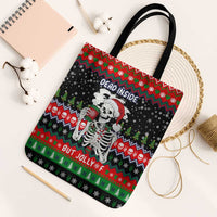 Dead Inside But Jolly Af Christmas Skeleton Tote Bag Xmas Holiday Patterns - Wonder Print Shop