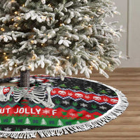 Dead Inside But Jolly Af Christmas Skeleton Tree Skirt Xmas Holiday Patterns - Wonder Print Shop