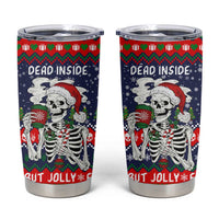 Dead Inside But Jolly Af Christmas Skeleton Tumbler Cup Xmas Holiday Patterns - Wonder Print Shop