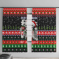 Dead Inside But Jolly Af Christmas Skeleton Window Curtain Xmas Holiday Patterns - Wonder Print Shop