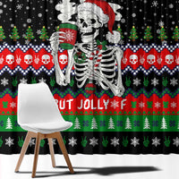 Dead Inside But Jolly Af Christmas Skeleton Window Curtain Xmas Holiday Patterns - Wonder Print Shop