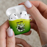 Personalized Skull Bowling AirPods Case with Neon Green Strike Design - Edgy Bowler Style - Wonder Print Shop