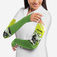 Personalized Skull Bowling Arm Sleeves with Neon Green Strike Design - Edgy Bowler Style - Wonder Print Shop