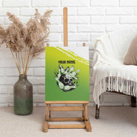 Personalized Skull Bowling Canvas Wall Art with Neon Green Strike Design - Edgy Bowler Style - Wonder Print Shop