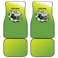 Personalized Skull Bowling Car Mats with Neon Green Strike Design - Edgy Bowler Style - Wonder Print Shop