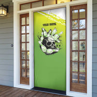 Personalized Skull Bowling Door Cover with Neon Green Strike Design - Edgy Bowler Style - Wonder Print Shop