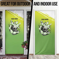 Personalized Skull Bowling Door Cover with Neon Green Strike Design - Edgy Bowler Style - Wonder Print Shop