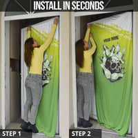 Personalized Skull Bowling Door Cover with Neon Green Strike Design - Edgy Bowler Style - Wonder Print Shop