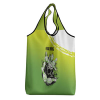 Personalized Skull Bowling Grocery Bag with Neon Green Strike Design - Edgy Bowler Style - Wonder Print Shop