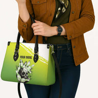 Personalized Skull Bowling Leather Bag with Neon Green Strike Design - Edgy Bowler Style - Wonder Print Shop