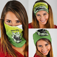 Personalized Skull Bowling Neck Gaiter with Neon Green Strike Design - Edgy Bowler Style - Wonder Print Shop