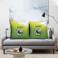 Personalized Skull Bowling Pillow Cover with Neon Green Strike Design - Edgy Bowler Style - Wonder Print Shop