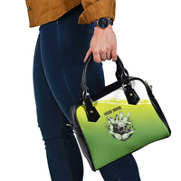 Personalized Skull Bowling Shoulder Handbag with Neon Green Strike Design - Edgy Bowler Style - Wonder Print Shop