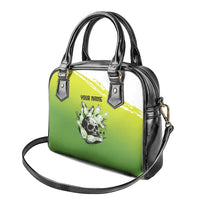 Personalized Skull Bowling Shoulder Handbag with Neon Green Strike Design - Edgy Bowler Style - Wonder Print Shop