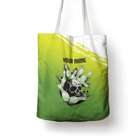 Personalized Skull Bowling Tote Bag with Neon Green Strike Design - Edgy Bowler Style - Wonder Print Shop